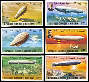 Mauritania 345-348,C167-C168, MNH imperf., Zeppelin Retrospective