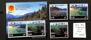 New Zealand, Postage Stamp, #1725-1727a Mint NH, 2001 Kayak (BA)