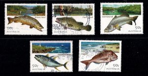 Australia 2003 Fishing - Fish  Set of 5 Used -