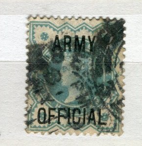 BRITAIN; 1890s early QV ARMY OFFICIAL Optd. issue used 1/2d value