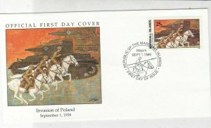 Marshall Islands 1989 Invasion of Poland Cancel Pic + Stamp FDC Cover Ref 32046 