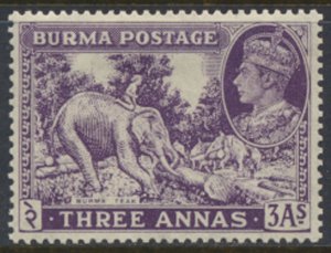 Burma SG 26   SC# 26  Elephant  Teak Logs MH see details / scans