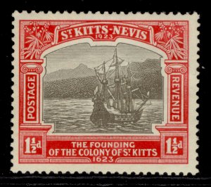 ST KITTS-NEVIS GV SG50, 1½d black & scarlet, M MINT.