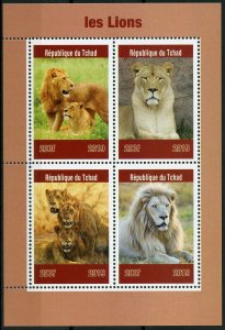 Chad 2019 MNH Lions 4v M/S Big Cats Wild Animals Stamps