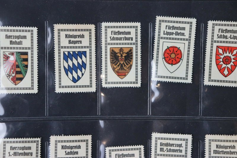 German State House emblem Shield crest set 12 Bavaria Germany City Poster Stamp
