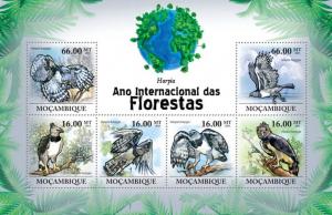 MOZAMBIQUE 2011 SHEET INTERNATIONAL YEAR OF FORESTS HARPY BIRDS OF PREY RAPACES