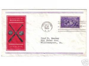 855-36  Baseball Centennial FDC- Fidelity cachet