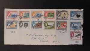 1956 Tortola Virgin Islands Airmail cover Front Local use Comp Set # 115-127