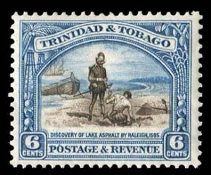 Trinidad and Tobago #37a (SG 233a) Cat£14, 1937 6c blue, perf. 12 1/2, hinged