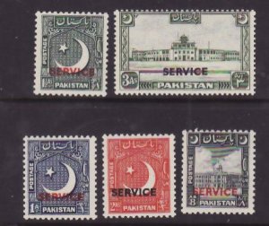 Pakistan-Sc#O27-O31- id9-unused og NH official set-KGVI-definitive set-1949-50-