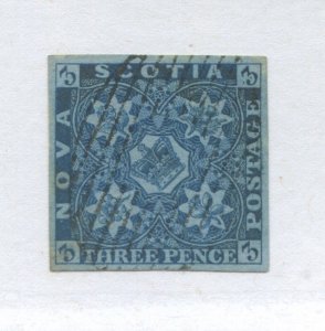 Nova Scotia 1851 3d dark blue used with 4 large even margins