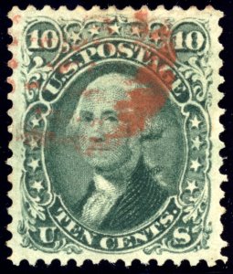 US 68 10c 1861 George Washington red cancel PSAG grade 90