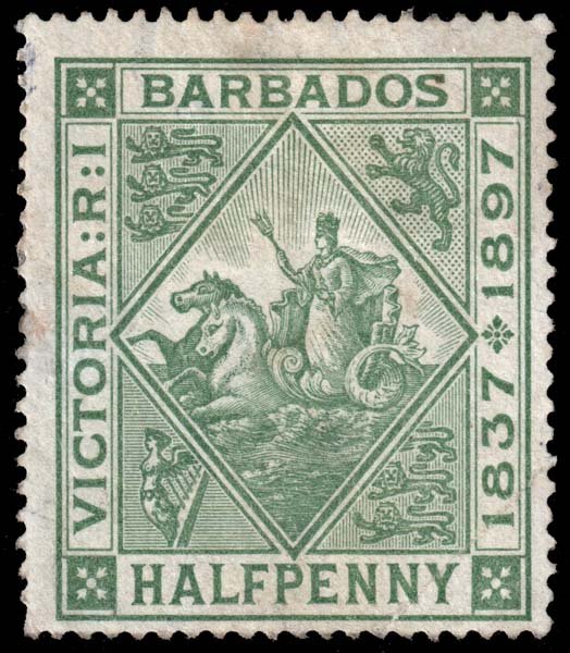 Barbados - Scott 82 - Mint-Hinged - Dirty Front - Dirty Back - Crease