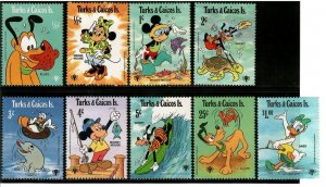 Turks and Caicos 1979 - Disney Water Sports Set of 9 Stamps Scott #399-407 - MNH