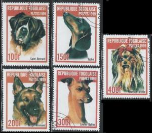 Togo 1911A-E (used cto, short set) dogs (1999)