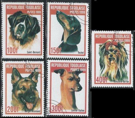 Togo 1911A-E (used cto, short set) dogs (1999)