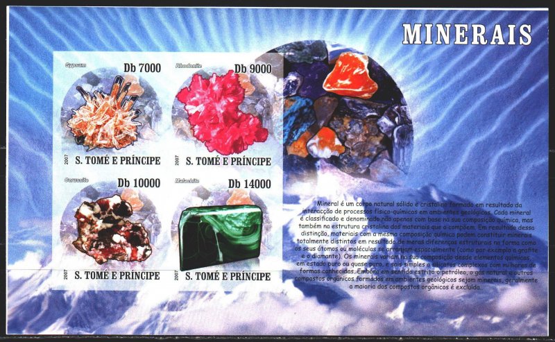 Sao Tome and Principe. 2007. bl 3098-3101. Minerals, geology. MNH.