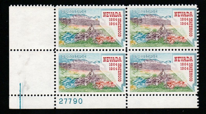 SC# 1248 - (5c) - Nevada Statehood, MNH plate block/4 - LL 27790