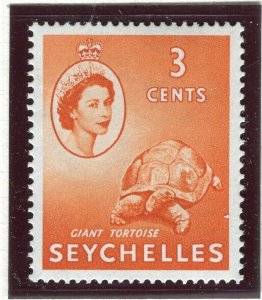 SEYCHELLES; 1954 early QEII issue fine Mint hinged 3c. value