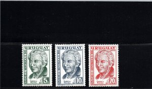 Uruguay #640-42 Gabriela Mistral Chile poet literature Nobel Prize MNH