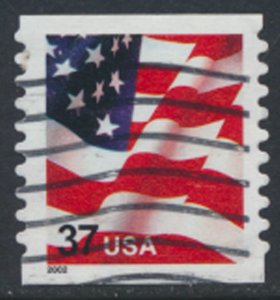 USA  SC# 3631 Used  perf 9¾  Coil Flag  37c    2002  see scan