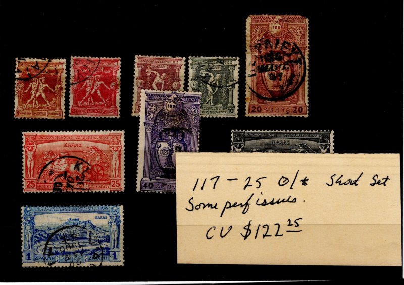 Greece #117-125 MH/Used Some Perf Issues Short Set- Stamp - CAT VALUE $122.25