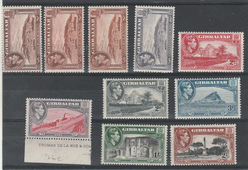 GIBRALTAR 1938 KGVI PICTORIAL RANGE TO 2/-