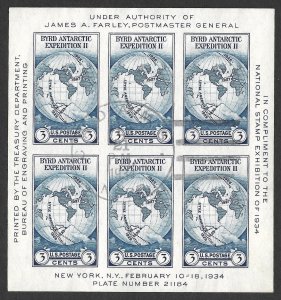 Doyle's_Stamps: Mint/Used 1934 Byrd Expedition Souvenir Sheet, Scott #735 NGAI