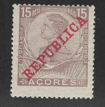 Azores  Scott 129 MH* REPUBLICA overprint stamp