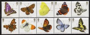 Great Britain 2013 Butterflies perf set of 10 (2 strips o...