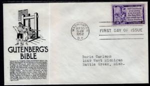 US 1014 Gutenberg Bible C Anderon Black Typed FDC