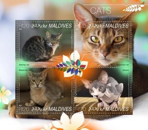 MALDIVES - 2014 - Cats - Perf 4v Sheet - Mint Never Hinged
