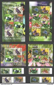 2020 Cook Islands Butterflies ! Sale Flora Fauna 2Sh+2Kb+Full Set ** Nw695-700