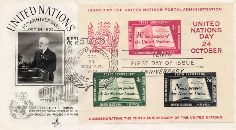 UNITED NATIONS 38  FIRST DAY COVER  ARTCRAFT
