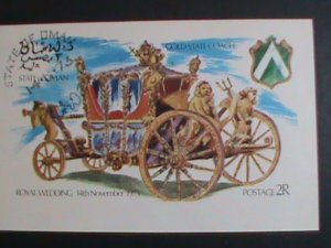 OMAN STAMP-1973-ROYAL WEDDING GOLD STATE COACH IMPERF-CTO S/S SHEET VERY FINE