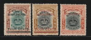 Malaya Labuan Straits Settlements 1882 opt Labuan Crown 3V MLH SG#145/146/147