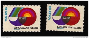 VARIG AIRLINES AVIATION URUGUAY 2 PAPER VARIETY FLUORECENT & NOT MNH STAMPS