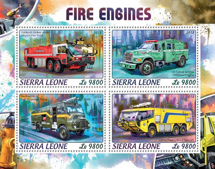 Z08 SRL18412a Sierra Leone 2018 Fire engines MNH ** Postfrisch