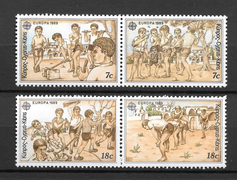 CYPRUS MNH PAIR SET SC#723A-725A CHILDREN GAMES SCV$4.20