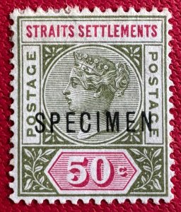 MALAYA 1892-99 SPECIMEN opt STRAITS SETTLEMENTS QV 50c MH SG#104s M5436