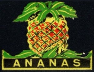 Vintage Polish Die Cut Poster Stamp Ananas (Pineapples) MNH