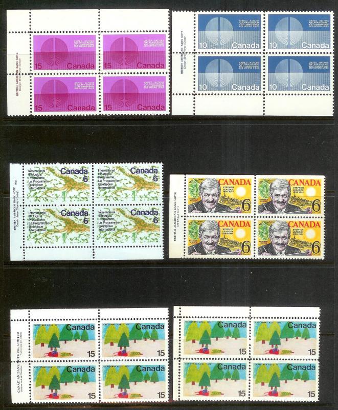 CANADA (223) Inscription Blocks/Field Sheet Blocks ALL Mint Never Hinged FV=C$73