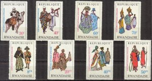 Rwanda 1968 Traditional Costumes Set of 8 MNH