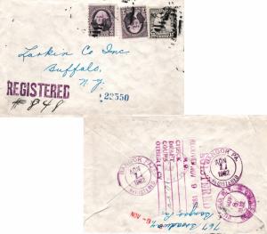United States Pennsylvania Bangor Registered 1932 violet double ring  3c Wash...