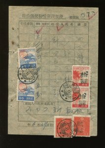 Ryukyu Islands 3X15, 3X28 & 3X31 Miyako Provisional Stamps on Bulk Mail Receipt