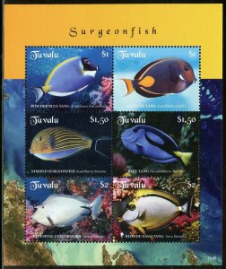 TUVALU 2019 SURGEONFISH  SHEET MINT NH