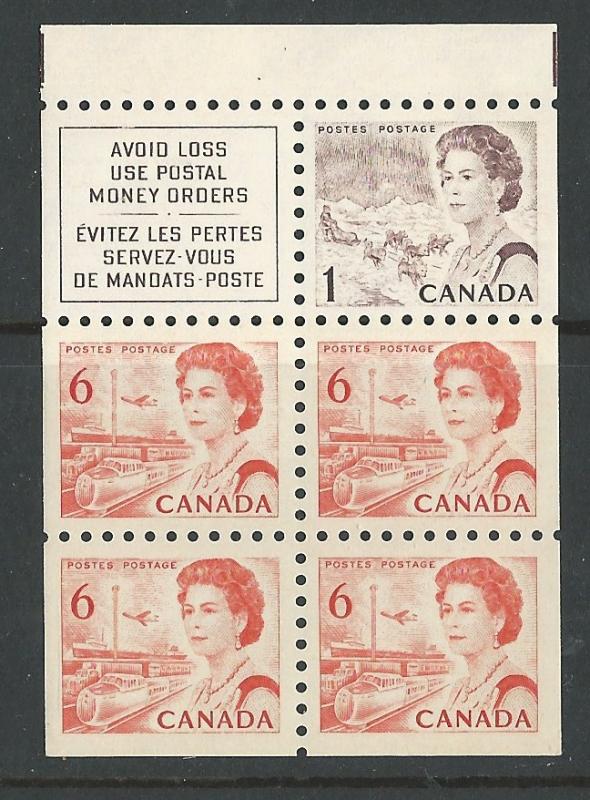 Canada # 454b  QE II Booklet Pane 1968  perf. 10 (1)    Mint NH