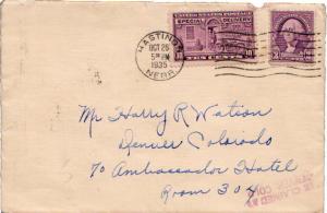 United States Nebraska Hastings 1935 machine  3c Washington and 10c Motorcycl...