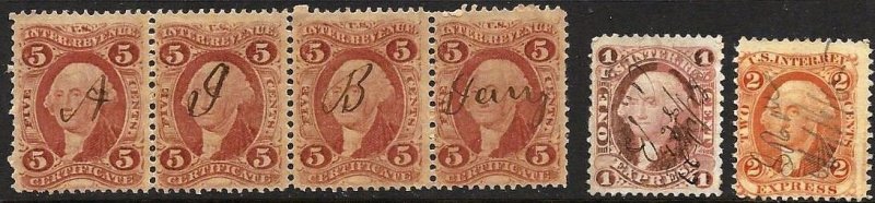 United States - R1c, R10c and R24c (strip of 4) Used