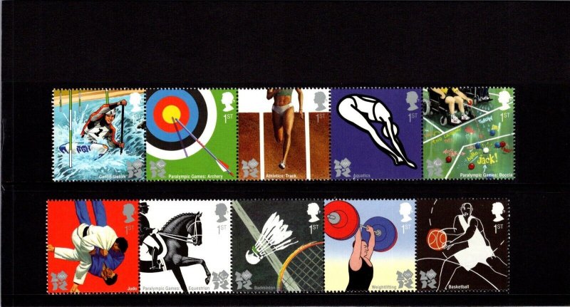 KAPPYSTAMPS GB-21 GB 2009 Sport, Olympics & Paralympics set of 10 in Strips MNH